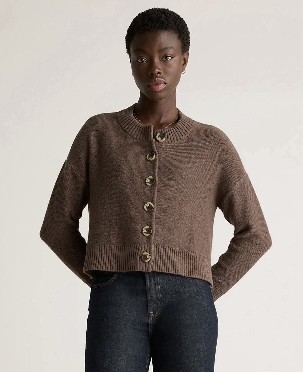 Quince Organic Cotton Boxy Cardigan Women XS Old Money Quiet Luxury Sustainable